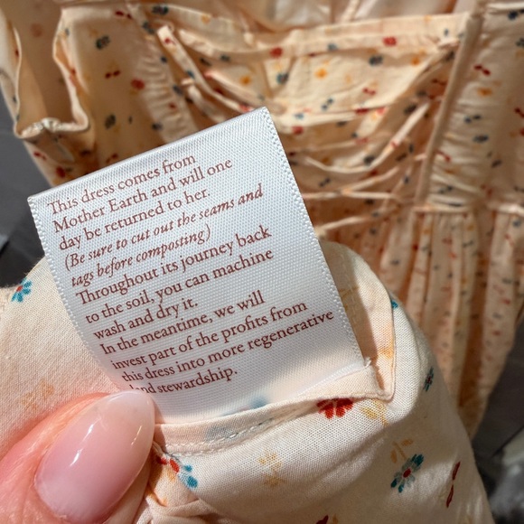 Christy Dawn The Adele Floral Lace Up Dress Carnelian Aster Garden Peach size M - Picture 9 of 9